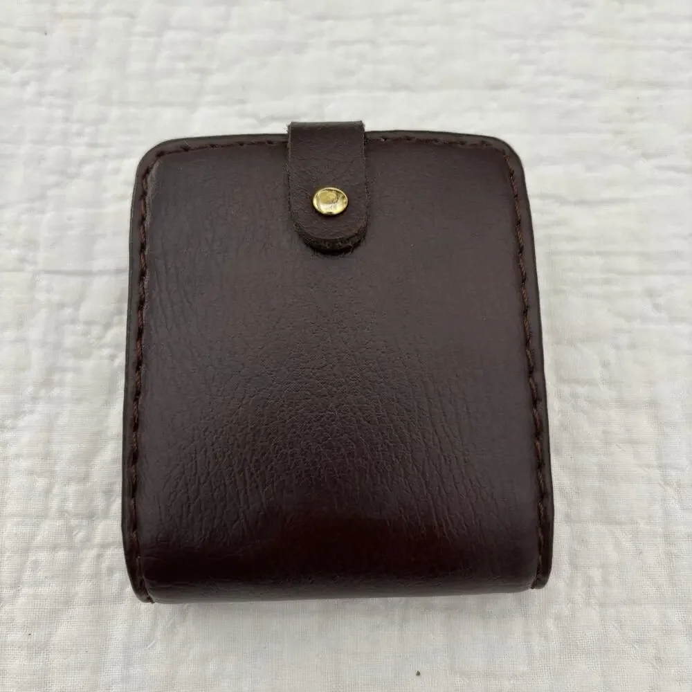 Vintage TIMEX Quartz Travel Alarm Clock, Brown Faux Leather Case